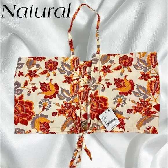 NWT Free People Summer Of Love Bandeau in Wine and Natural - Picture 5 of 15